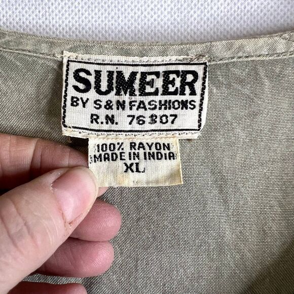 Sumeer by S&N Fashions Light Green Embroidered Tie Back Maxi Dress Size XL - Picture 8 of 13